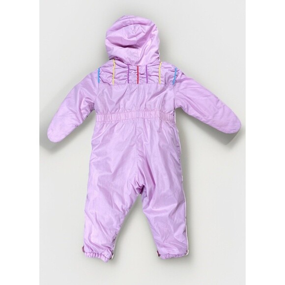 Vintage 90s Pacific Trail Pink Retro Appliqué Hooded Snowsuit Toddler Girl 18m - Picture 2 of 7